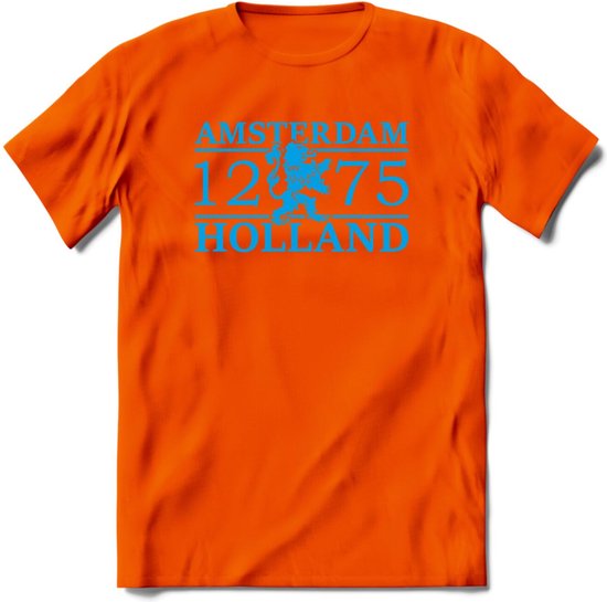 Amsterdam T-Shirt | Souvenirs Holland Kleding | Dames / Heren / Unisex Koningsdag shirt | Grappig Nederland Fiets Land Cadeau | - Oranje - 3XL
