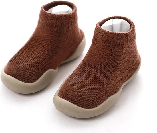 Antislip baby schoentjes - eerste loopschoentjes - schoenmaat 22-23 - 18-24 maanden (14cm) - mocca bruin - Completebabyuitzet