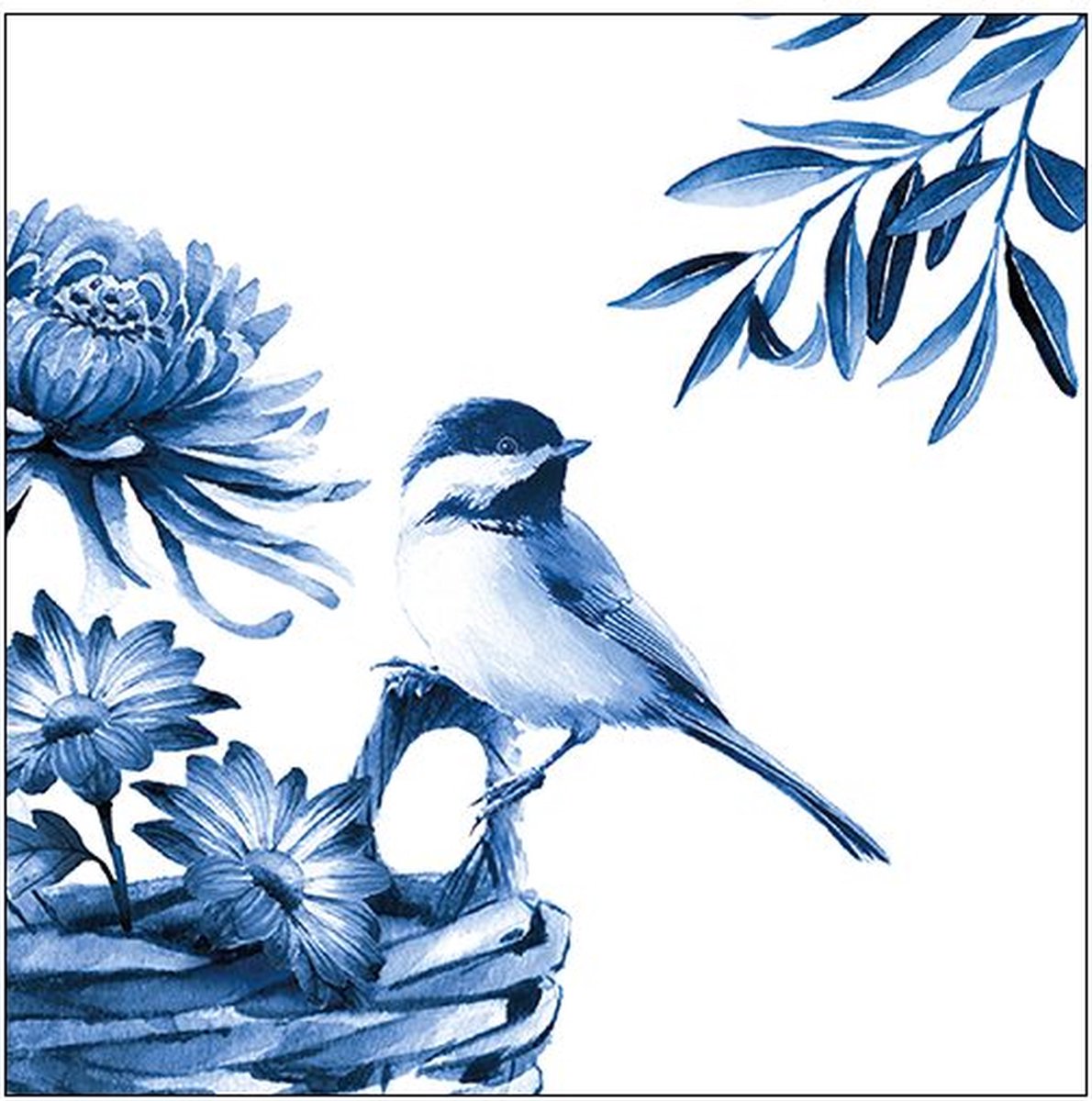 Ambiente - Lunch servetten - Blue Bird / Blauw Wit