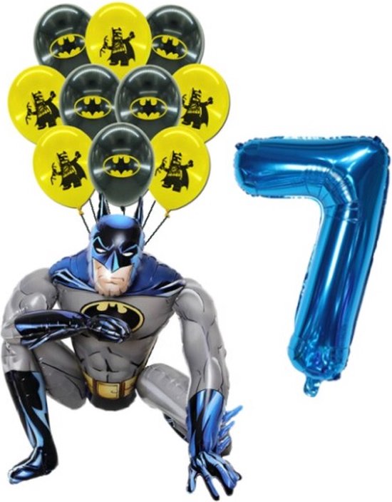 Batman Ballonnen Set - Batman 3D XL Folie Ballon & Latex Ballonnen - 7 Jaar