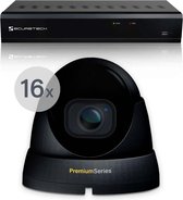 Securetech bekabeld camerabewaking systeem - met 16 beveiligingscamera - zwart - voor binnen & buiten - haarscherp beeldkwaliteit - nachtzicht tot 30 meter - software voor smartpho