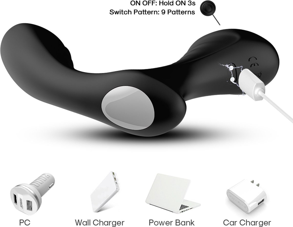 Goedkoopste Bossoftoys - Stormy black - 52-00043 - Siliconen Massager - Prostaat Massager - 9 vibratiestanden - Zwart - Een absolute must have in jouw collectie!