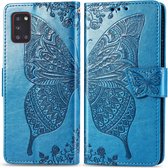 Bookcase geschikt voor Samsung Galaxy A31 - Blauw - Vlinder - Portemonnee Hoesje