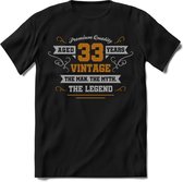 33 Jaar Legend - Feest kado T-Shirt Heren / Dames - Zilver / Goud - Perfect Verjaardag Cadeau Shirt - grappige Spreuken, Zinnen en Teksten. Maat L