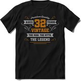 32 Jaar Legend - Feest kado T-Shirt Heren / Dames - Zilver / Goud - Perfect Verjaardag Cadeau Shirt - grappige Spreuken, Zinnen en Teksten. Maat XXL