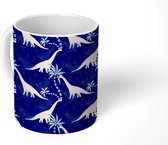 Mok - Koffiemok - Dinosaurus - Palmboom - Patronen - Jongens - Meisjes - Kinderen - Kids - Mokken - 350 ML - Beker - Koffiemokken - Theemok