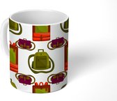 Mok - Koffiemok - Schooltas - Patronen - Vintage - Mokken - 350 ML - Beker - Koffiemokken - Theemok