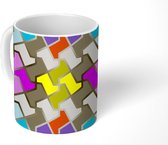 Mok - Koffiemok - Puzzel - Patronen - Vintage - Mokken - 350 ML - Beker - Koffiemokken - Theemok