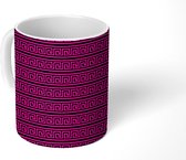 Mok - Koffiemok - Grieks - Patronen - Klassiek - Roze - Mokken - 350 ML - Beker - Koffiemokken - Theemok