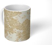 Mok - Koffiemok - Bloemen - Patroon - Azië - Goud - Mokken - 350 ML - Beker - Koffiemokken - Theemok