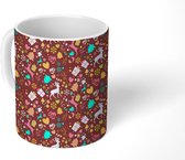 Mok - Koffiemok - Rendier - Regenboog - Patronen - Kerst - Mokken - 350 ML - Beker - Koffiemokken - Theemok