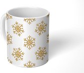 Mok - Koffiemok - Sneeuwvlok - Gold - Glitter - Kerstmis - Design - Mokken - 350 ML - Beker - Koffiemokken - Theemok