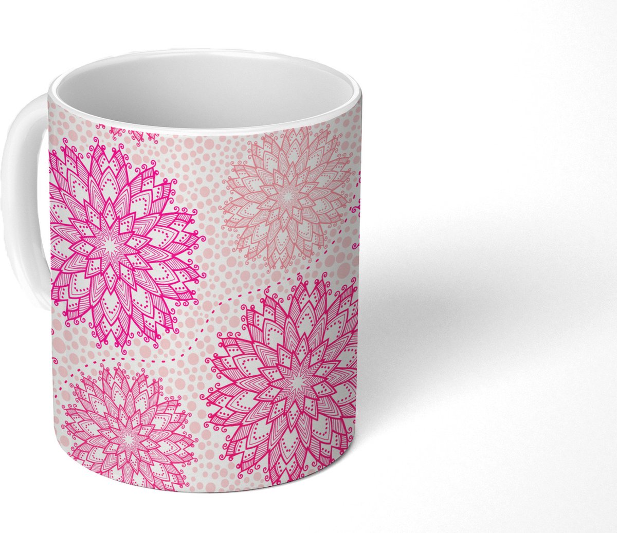 Mok - Koffiemok - Christmas - Sterren - Roze - Patronen - Mokken - 350 ML - Beker - Koffiemokken - Theemok