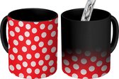 Magische Mok - Foto op Warmte Mokken - Koffiemok - Stippen - Polka dot - Patronen - Rood - Wit - Magic Mok - Beker - 350 ML - Theemok