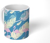 Mok - Koffiemok - Flamingo - Pastel - Jungle - Patronen - Mokken - 350 ML - Beker - Koffiemokken - Theemok