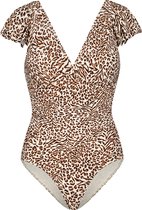 Leopard Love v-neck badpak Dierenprint, Bruin, Wit maat 40B (80B)