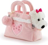 Trudi Fashion Pets Hond Knuffel Cloe Dreamy in fashion bag 17 cm - Knuffeldier voor jongens en meisjes - Wit Roze - 9x16x17 cm maat XS