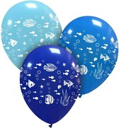 Onderwater thema ballonnen, 6 stuks, latex, 30 cm, underwater / sea / vissen