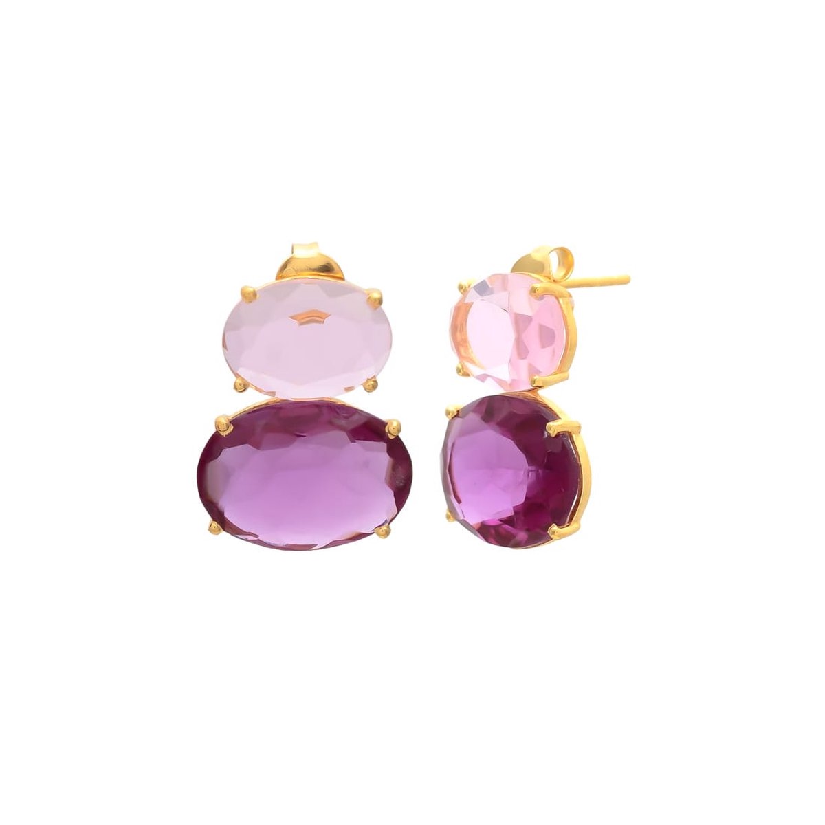 Statement Oorbellen Liv met Roze Toermalijn steen – Luxe & Uniek Cadeau
