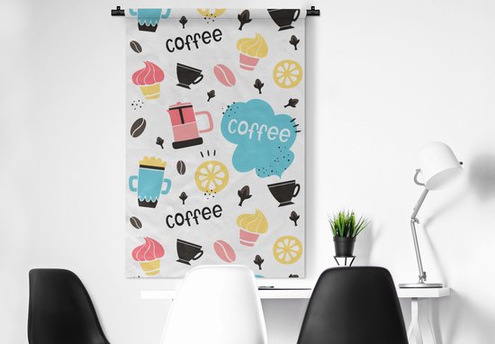 Tapisserie - Tapisserie - Motifs - Grains de café - Café - Glace - 90x135 cm - Tapisserie