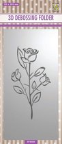 EF3D039 Nellie Snellen 3D embossingfolder Slimline - Rose - rozen - embossingmal roos art nouveau