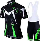 X-Tiger™ Wielren Set Korte Mouwen - Zwart/Groen - Fietsen - Wielrennen - Sportkleding