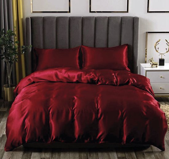 Beauty Silk - Dekbedovertrek Satijn - Rood - 140x200/220 van Beauty Silk — afbeelding 3