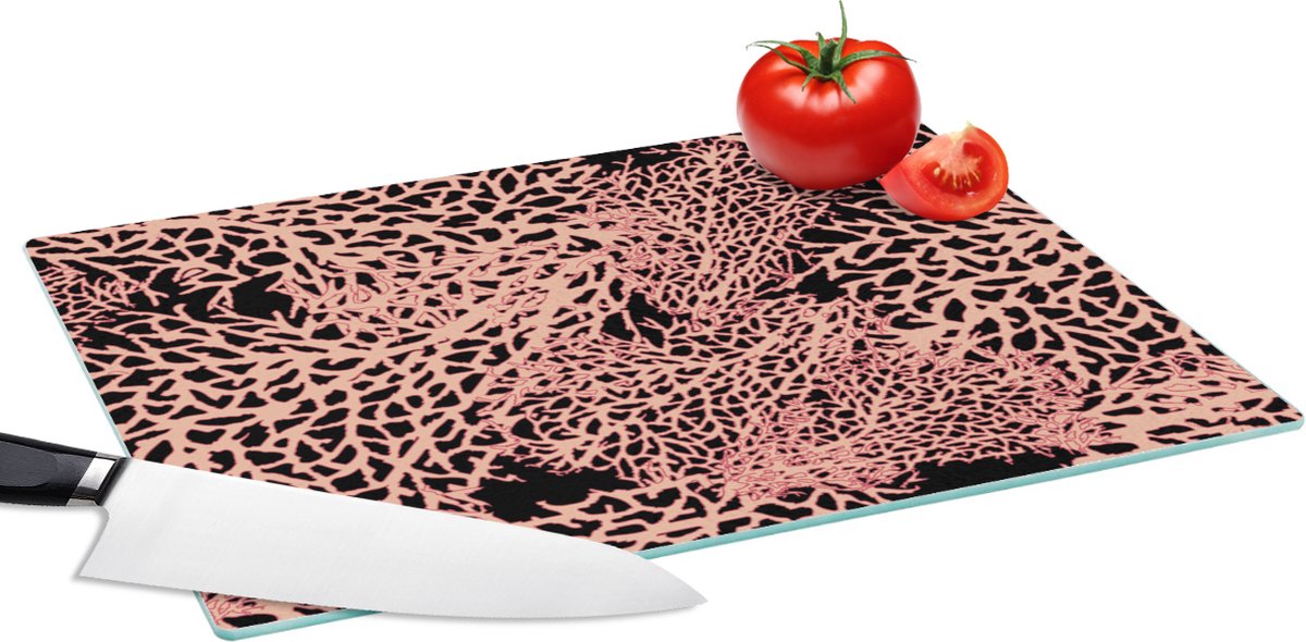 Glazen Snijplank - 39x28 - Koraal - Roze - Structuur - Patronen - Snijplanken Glas