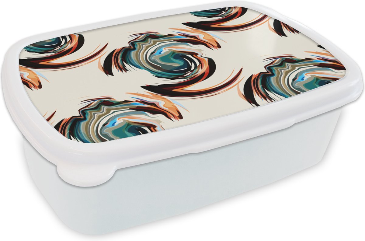 Broodtrommel Wit - Lunchbox - Brooddoos - Patronen - Abstract - Verf - 18x12x6 cm - Volwassenen