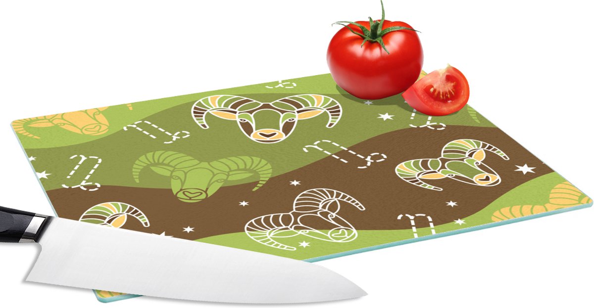 Glazen Snijplank - 28x20 - Steenbok - Design - Astrologie - Snijplanken Glas