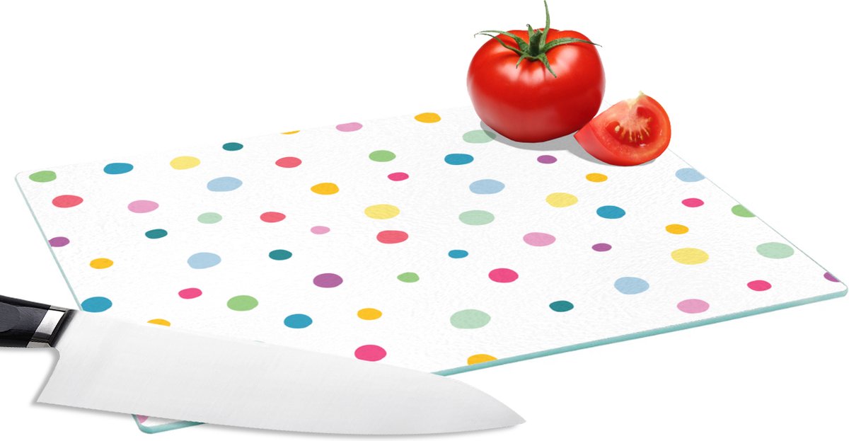Glazen Snijplank - 28x20 - Confetti - Stippen - Patroon - Snijplanken Glas