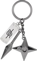 Bixorp Sleutelhanger met Ninja Ster, Speer en Symbool Zilverkleurig- Roestvrij staal / Stainless Steel - Sleutelhanger Cadeau voor Jongens & Meisjes