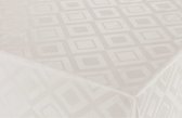 Tafelzeil/tafelkleed Damast witte ruiten print 140 x 250 cm - Tuintafelkleed