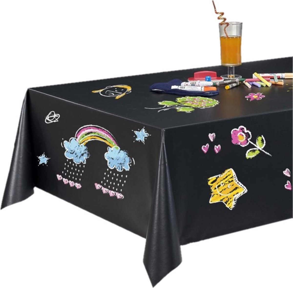 Tafelzeil/tafelkleed krijtzeil/schoolbord 140 x 250 cm - Schoolbord tafellaken - Blackboard - Tuintafelkleed