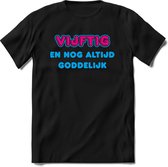 50 Jaar Goddelijk - Feest kado T-Shirt Heren / Dames - Blauw / Roze - Perfect Verjaardag Cadeau Shirt - grappige Spreuken, Zinnen en Teksten. Maat 3XL
