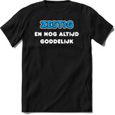 60 Jaar Goddelijk - Feest kado T-Shirt Heren / Dames - Wit / Blauw - Perfect Verjaardag Cadeau Shirt - grappige Spreuken, Zinnen en Teksten. Maat 3XL