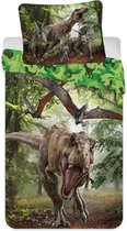 KD® - Jurrasic World, Jungle - Dekbedovertrek - Eenpersoons - 140 x 200 cm - Katoen