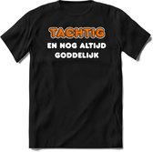 80 Jaar Goddelijk - Feest kado T-Shirt Heren / Dames - Wit / Oranje - Perfect Verjaardag Cadeau Shirt - grappige Spreuken, Zinnen en Teksten. Maat XXL