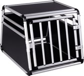 Kamyra® Autobench voor Hond - Benches, Hondenbench, Reisbench, Hondenkooi - 54x69x50 cm - Aluminium & MDF - Zwart