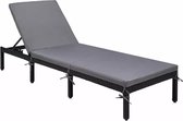 Luxiqo® Ligstoel met Kussen – Ligstoel Rotan – Loungestoel – Tuinstoel – Ligstoel Verstelbaar – Zwart/Grijs