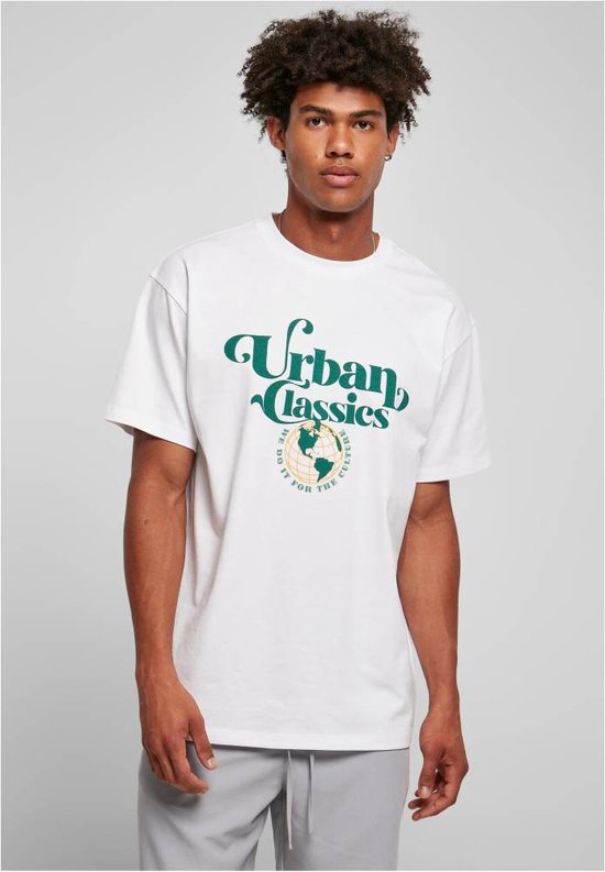 Urban Classics - Organic Globe Logo Heren T-shirt - 4XL - Wit
