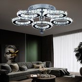 LuxiLamps - Plafonnière - Moderne Glans Chrome Kristallen Kroonluchters Verlichting Led Hangende Plafondlamp-5 Heads 50W
