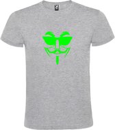 Grijs T shirt met print van " Vendetta " print Neon Groen size S