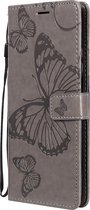 Mobigear Telefoonhoesje geschikt voor Xiaomi Mi 10T Pro Hoesje | Mobigear Butterfly Bookcase Portemonnee | Pasjeshouder voor 2 Pasjes | Telefoonhoesje voor Pinpas / OV Kaart / Rijbewijs - Grijs