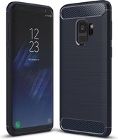 Mobigear Hoesje geschikt voor Samsung Galaxy S9 Telefoonhoesje Flexibel TPU | Mobigear Brushed Slim Backcover | Galaxy S9 Case | Back Cover - Blauw