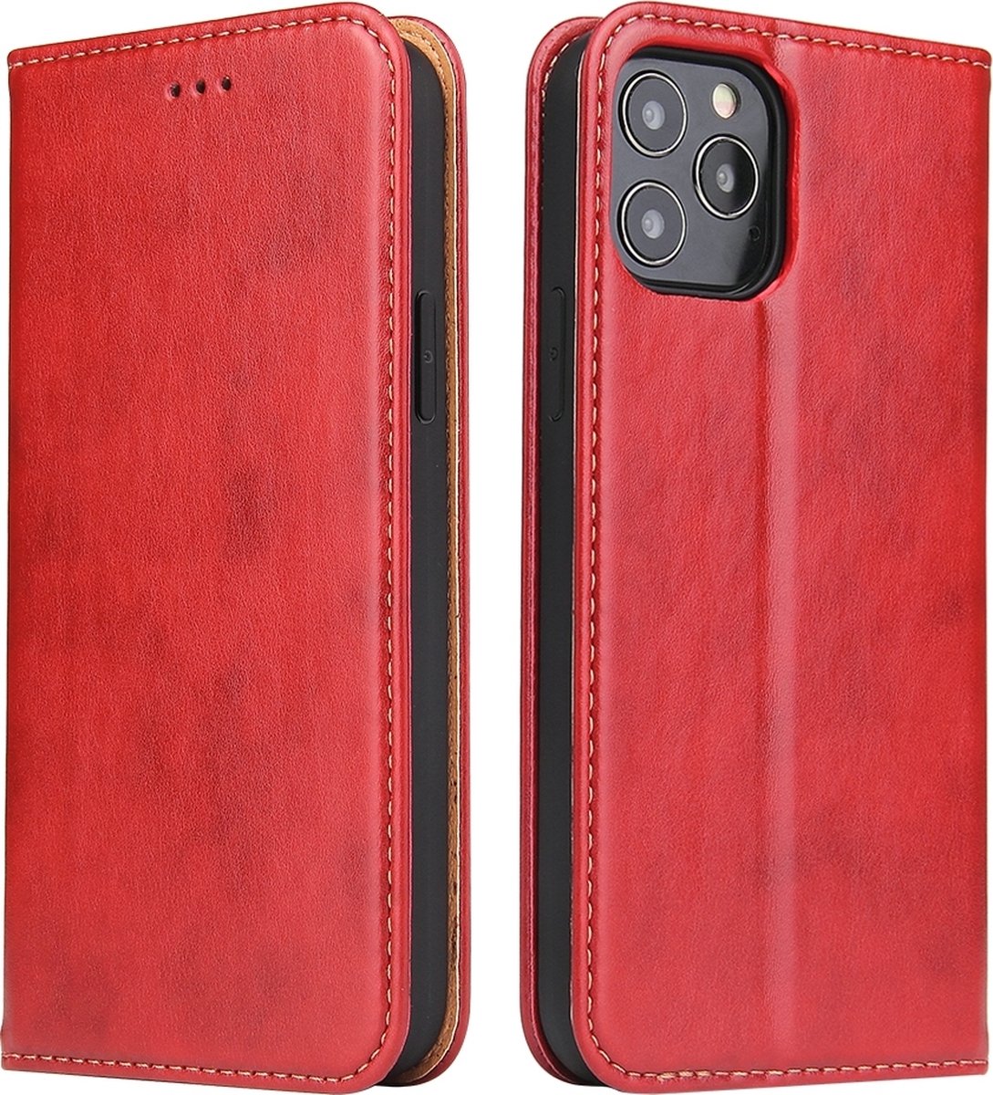 Fierre Shann Art Telefoonhoesje geschikt voor Apple iPhone 12 Mini Hoesje Bookcase Portemonnee - Rood
