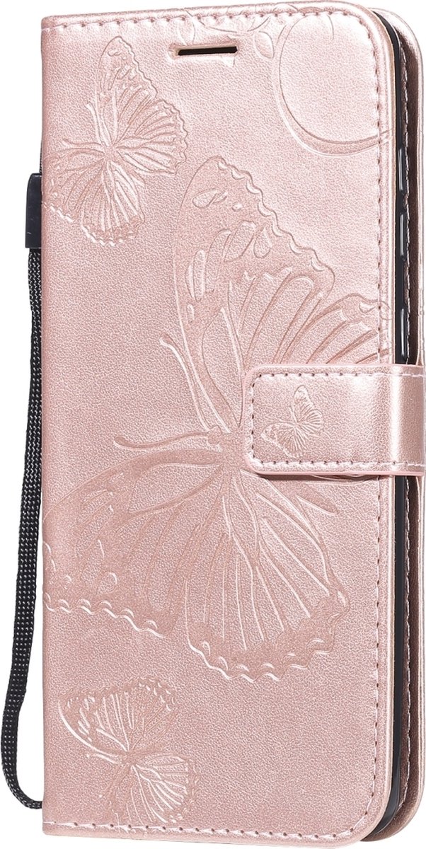 Mobigear Telefoonhoesje geschikt voor Samsung Galaxy A21s Hoesje | Mobigear Butterfly Bookcase Portemonnee | Pasjeshouder voor 2 Pasjes | Telefoonhoesje voor Pinpas / OV Kaart / Rijbewijs - Roségoud
