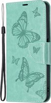 Mobigear Telefoonhoesje geschikt voor POCO M3 Pro Hoesje | Mobigear Butterfly Bookcase Portemonnee | Pasjeshouder voor 2 Pasjes | Telefoonhoesje voor Pinpas / OV Kaart / Rijbewijs - Turquoise