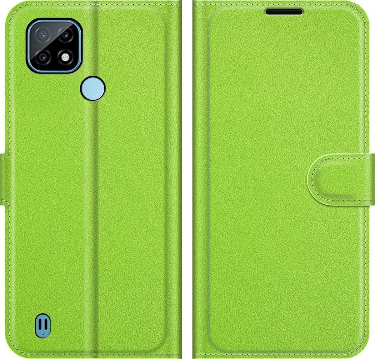 Mobigear Telefoonhoesje geschikt voor Realme C21 Hoesje | Mobigear Classic Bookcase Portemonnee | Pasjeshouder voor 3 Pasjes | Telefoonhoesje voor Pinpas / OV Kaart / Rijbewijs - Groen