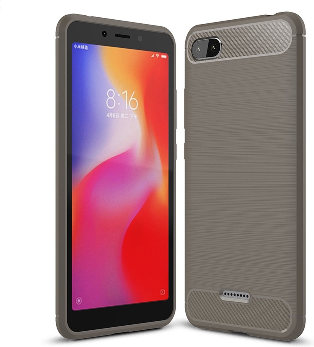 Mobigear Hoesje geschikt voor Xiaomi Redmi 6A Telefoonhoesje Flexibel TPU | Mobigear Brushed Slim Backcover | Redmi 6A Case | Back Cover - Grijs